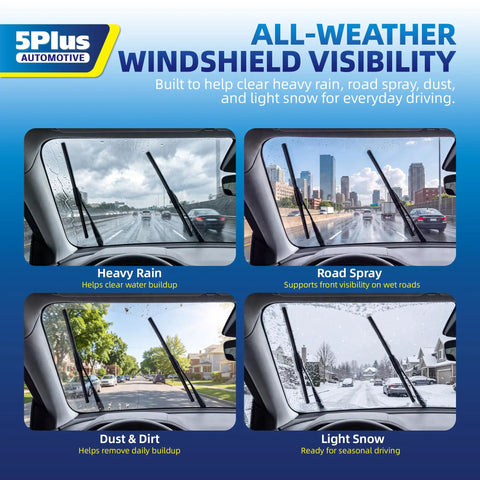 Deadly Smooth 22 Inch Windshield Wiper Blades 2 Pack All Weather Flexible Rubber Coated Wipers built for clearing heavy rain and road spray.