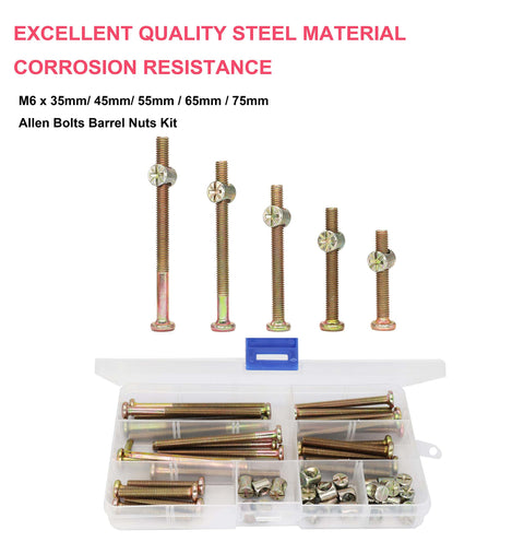 Crib Hardware Replacement Kit Beef Up Your Crib With Hex Socket Cap Bolts And Barrel Nuts Set for Bunk Beds M6 Size Variety