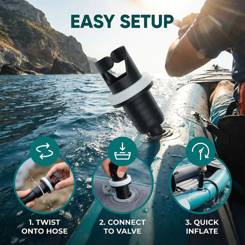 Two Pack Halkey Roberts Valve Adapter For Inflatable Boats Air Pump Nozzle Fits Rubber Boats Kayaks SUPs Fishing Boats Drift Boats Three Quarters Inch To Thirteen Sixteenths Inch Valve Size Easy Inflation And Deflation on kayak valve
