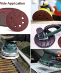 5 Inch Sanding Discs Kit, 50 Piece Multi Grit Sandpaper Set 80 to 800 Grit for Random Orbital and Palm Sander in use on various surfaces