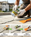 Self Leveling Concrete Crack Filler And Waterproof Sealant Dead Simple Fixin Up Driveway Cracks Masonry Patch Kit used in three steps on driveway.