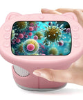 1000X Handheld Digital Microscope for Kids with 2 Inch IPS Screen showing colorful cells, kid friendly STEM toy for ages 5 7 8 12