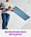 Person cleaning floor with mop using All Floors Cleaner Refill Safe For Sealed Hardwood Tile Vinyl Laminate And More Breaks Down Dirt And Grime