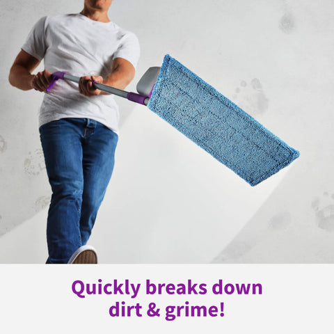 Person cleaning floor with mop using All Floors Cleaner Refill Safe For Sealed Hardwood Tile Vinyl Laminate And More Breaks Down Dirt And Grime