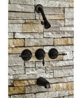 Three Handle Tub And Shower Faucet in Oil Rubbed Bronze, Heavy Duty Brass Construction, Wall Mount Installation