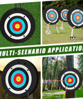 Backyard Ready 24 Inch EVA Foam Archery Target Block With Pins For Easy Backyard Practice displayed in various settings