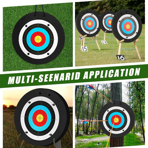 Backyard Ready 24 Inch EVA Foam Archery Target Block With Pins For Easy Backyard Practice displayed in various settings