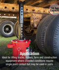 10 Ton Portable Air Lift Jack for Trucks and Trailers Narrow Chassis Design lifting a truck in field