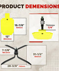 Product dimensions for Heavy Duty Target Stand System NP550 Steel for 12x20 silhouette targets, showing size and thickness.