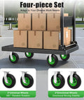 Eight Inch Pneumatic Caster Wheels Set with smooth rolling rubber tires on a cart carrying boxes for heavy-duty use.