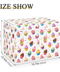 Badass Foldable Storage Bin With Heavy Duty Frame And Padded Handles For Home Organization 300D Oxford Fabric Clothes Cube in cupcake design, 16.5in x 12.6in x 11.8in.
