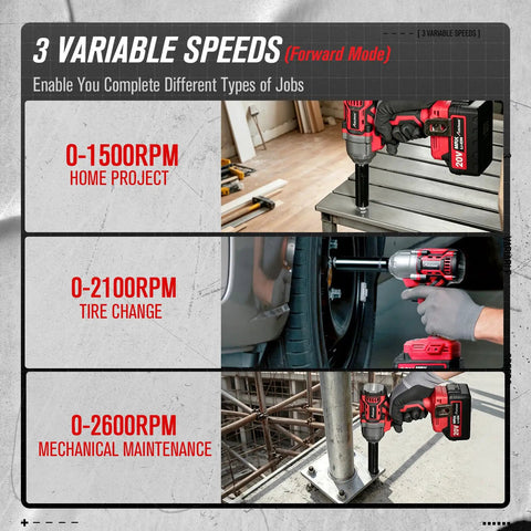 Brushless Half Inch Cordless Impact Wrench 20V With 3 Speeds Up To 370 Ft Lbs Torque 500 Nm 3.0Ah Battery in use