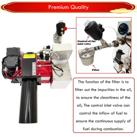 Rock Solid Heavy Duty Waste Oil Burner Heater Air Atomizing Multi Fuel Industrial Boiler Furnace stainless steel parts and filter