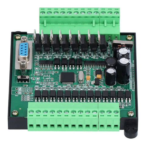 Top view of Industrial 12V Programmable Logic Controller with Relay Output and Base Plate for plug and play control of DC motors.