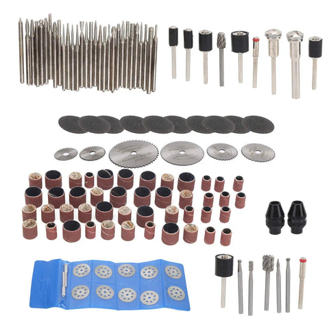 Solid Choice 121 Piece Rotary Tool Accessory Kit With High Speed Steel Blades, Sandpaper Rings, Grinding Needles, And Cutting Discs For Tough Jobs And Quick Fixes arranged in a compact storage layout.