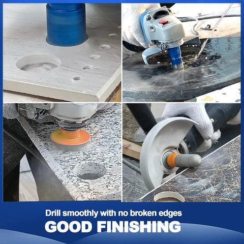 Pro Grade Diamond Core Drill Bit Set For Porcelain Tile Ceramic Marble Brick And Concrete Vacuum Brazed Hole Saw Kit in use