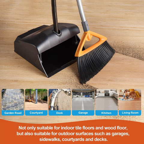 Commercial Grade Outdoor Broom With Stiff Bristles For Patios Garages Decks And Outdoor Kitchens Heavy Duty Sweep with dustpan