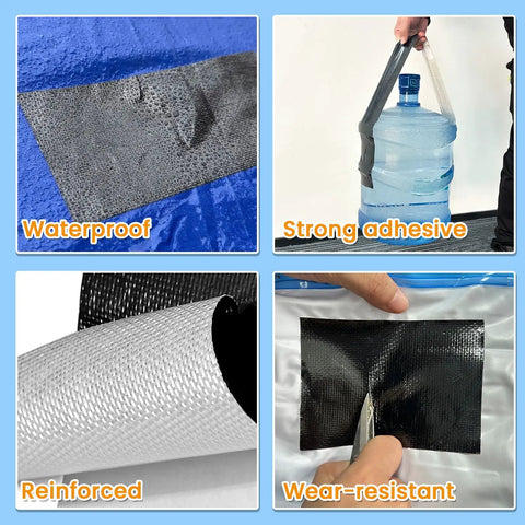 Heavy Duty Waterproof Repair Tape For Fabric Tents Awnings RV Roofs Tarps Boat Covers And Outdoor Gear shown in use and durability tests