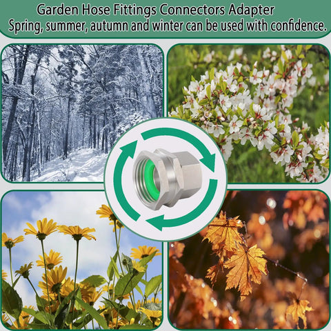 Heavy Duty 304 Stainless Steel Female to Female Garden Hose Adapter 3/4 GHT to 1/2 NPT Fitting Quick Swivel Connector Double Hose Fitting Green Thumb Style Leak Free Easy Install in seasonal garden use