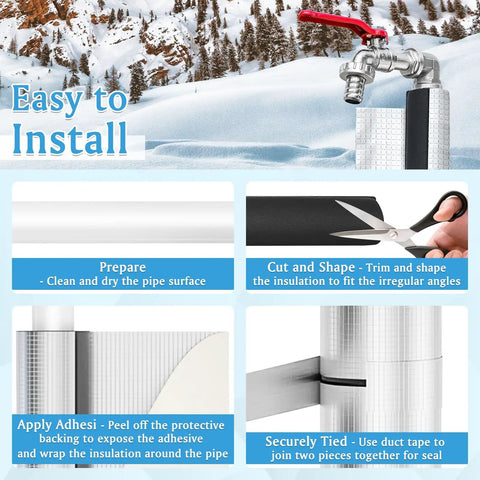4 Pack Self Adhesive Pre Slit Foam Pipe Insulation Tubes With Aluminum Foil For Outdoor Water Pipes Plumbing