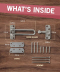 Swing Bar Door Lock For Front And Back Doors, Heavy Duty Childproof Door Guard Made From Reinforced Diecast Metal, Satin Nickel Finish