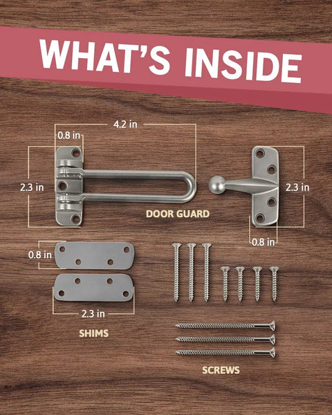 Swing Bar Door Lock For Front And Back Doors, Heavy Duty Childproof Door Guard Made From Reinforced Diecast Metal, Satin Nickel Finish
