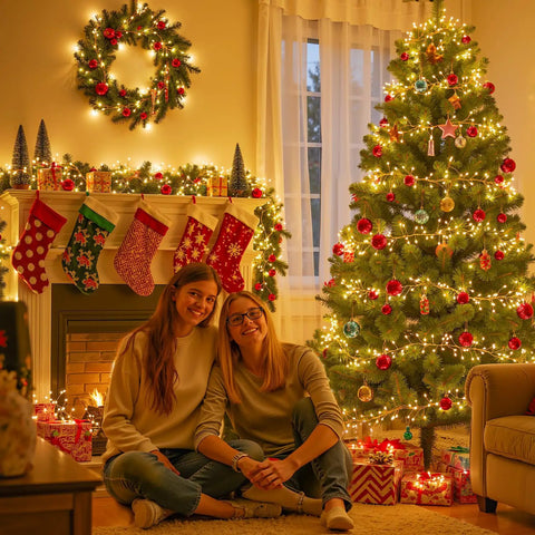 Plug In Fairy Lights 10 Feet 200 LED Copper Wire Cluster Lights Waterproof Warm White decorating Christmas tree and fireplace