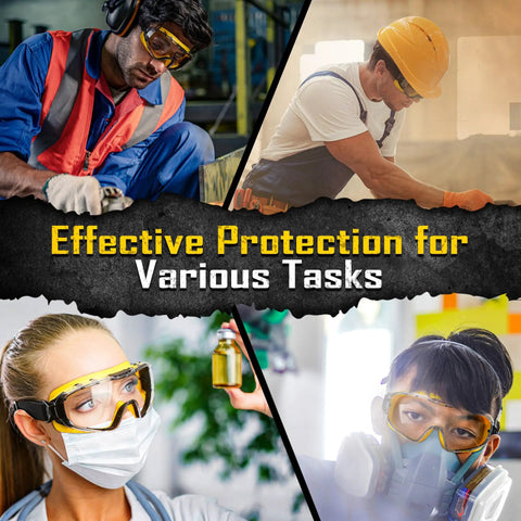 Over Glasses Safety Goggles With Anti Fog Clear Lens ANSI Z87.1 in use, providing protection in various work environments.