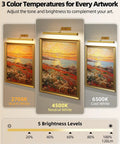 Wireless 16 Inch Picture Light With Built In Rechargeable Battery, Long Lasting wall-mounted art lamp showcasing 3 color temperatures.