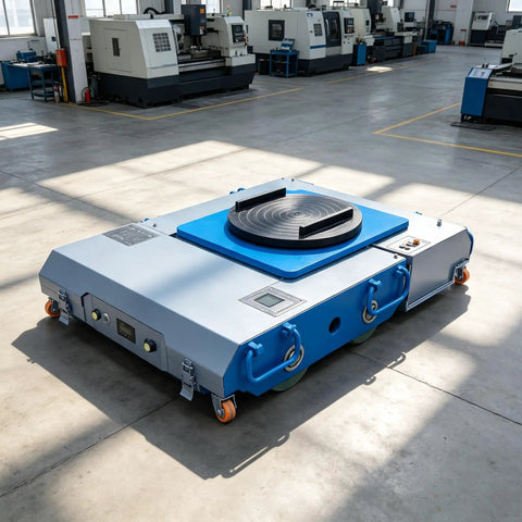 Heavy Duty Electric Mover Remote Controlled Steerable Turntable Platform For Industrial Warehouse Material Handling on shop floor.