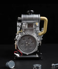 Boss Mini Diesel Engine Model Kit With Real Working OHV Four Cylinder Mechanism Slick Metal DIY Assembly Set displaying detailed metallic engine parts.