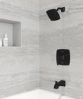 Tub And Shower Trim Kit With Valve And Cartridge, Single Handle, 3 Function Shower Head, Tub Spout, Slick Matte Black Finish
