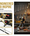 Fishing Rod Building Block Set 589 Plus Pieces Compatible With LEGO STEM Building Toys for Kids and Adults hands-on craft project image with assembled model on workbench, showing intricate gear details and reel.