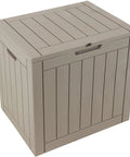 Lockable Outdoor Deck Box For Patio Storage Weather Resistant 32 Gallon Faux Plank Driftwood Finish Great For Patio Pillows Pool Supplies Gardening Gear And Package Delivery