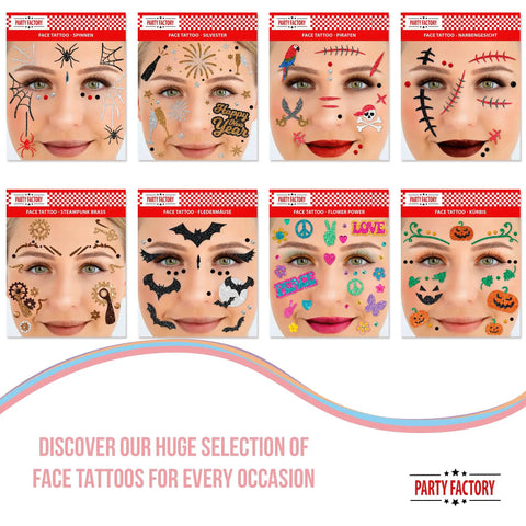 Pirate Glitter Face Tattoos Set For Theme Parties Halloween And Carnival Temporary Body Art For Kids And Adults display