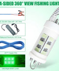 Beast Bright 160W Submersible Fishing Light With 80000 Lumens, IP68 Waterproof Green LED showing components and 20ft cord