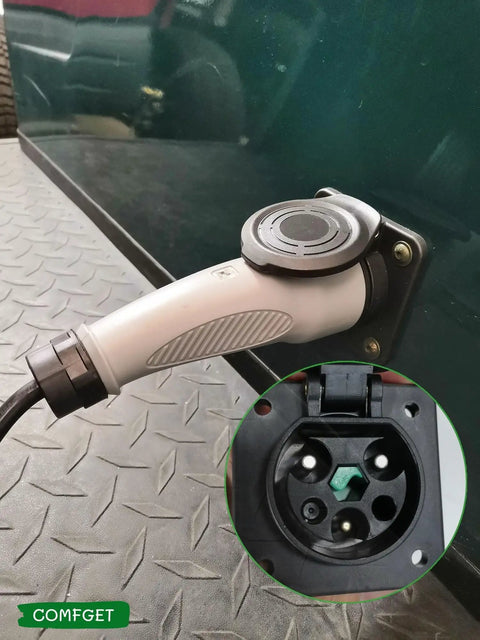 Heavy Duty 10 Ft Golf Cart Charge Cord Replaces Oem 2Cr910 For Madjax Denago Star Breezy Ev wall plug connection and outlet detail.