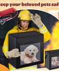 Firefighter holding Pet Fire Escape Kit For Dogs Up To 55 Lbs with 50 Ft Descent Rope Emergency Evacuation Bag