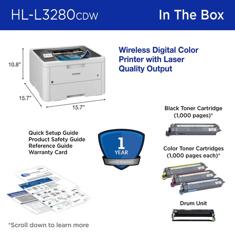 Wireless Color Laser Printer With Duplex Printing, Compact Design, Mobile And Ethernet Connectivity, Alexa Compatibility, And Laser Quality Output for offices.