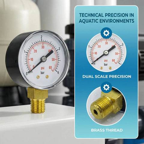 Boxed 0-60 Psi Pressure Gauge Replacement For Hayward Pro Series Sand Filters 2 Inch Dial Half Inch NPT Brass Bottom Mount Quarter Inch Pipe Thread Fits S210S S244S S310S S140T S210T And More on display