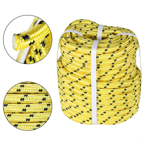 Half Inch 200 Foot Arborist Bull Rope Double Braid Polyester Rigging Hoisting Line High Strength Tree Rope Yellow And Black Designed For Low Stretch Smooth Surface No Burr And Safer Hoisting And Quick Rigging In Tough Worksites