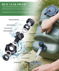 Demonstration of 5 Gallon Water Jug For Camping And Overlanding, Leak-Proof Water Storage With Spigot, BPA Free, in use outdoors.