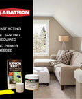 Image of Krack Kote Drywall Repair Kit with acrylic emulsion and polyester mesh patch displayed in a cozy living room.