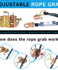 Heavy Duty Fifty Foot Vertical Lifeline Assembly With Rock Solid Alloy Steel Rope Grab close-up instructional view.