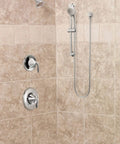 Round Chrome Drop Ell Handheld Shower Wall Connector for Plug and Play Install on bathroom tile wall