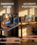 80W Peak Bluetooth 5.3 Bookshelf Speakers With 4 Inch Woofer and 1 Inch Silk Dome Tweeter in gaming setup.
