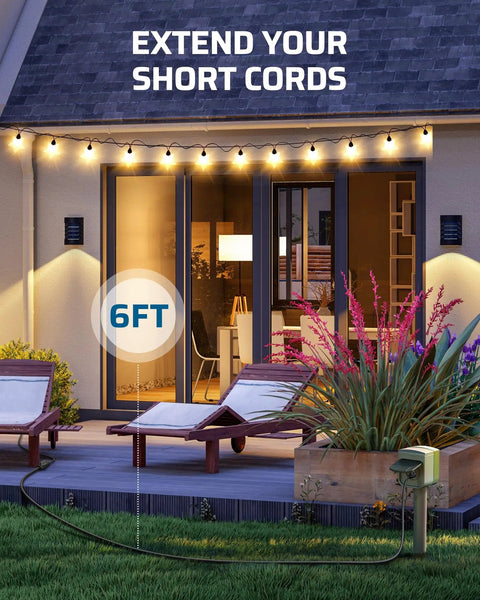 Heavy Duty 6ft Weatherproof Extension Cord 14 3 SJTW Indoor Use 3 Prong Power Cable Black ETL Listed 2 Pack in outdoor setup