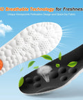 Soft Cloud Memory Foam Insoles For Women With Heel Shock Pad, Trim-To-Fit Arch Support Cushions For Pain Relief in black and white