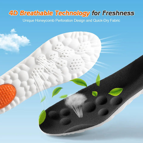 Soft Cloud Memory Foam Insoles For Women With Heel Shock Pad, Trim-To-Fit Arch Support Cushions For Pain Relief in black and white