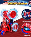 Rad Spider RC Car For Boys Aged 4 To 7, 360 Flip Monster Crawler with 4WD light up wheels and LED night glow design.